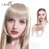 Wig Synthetic Fin Clipe Invisible Bangs Qi de meia-idade