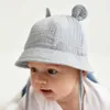 Piku Caps Hats recém-nascidos chapéu de bebê infantil musselinbucket chapéu crianças urso ouvidos de verão praia sun taps meninos meninas chapéus de páscoa para crianças 3-12 meses D240425