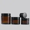 Botellas de almacenamiento 2pcs 5G-50g Amber Brown Glass Cosmetic Jar Cosmetic Cream Portable Travel Recipe Accesorios