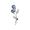 Spille blu Crystal Flower Pins per donne intarsiate Rhinestone Bouquet Fashi