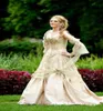 Vintage Gold Gothic Wedding Dresses Bridal Gowns Princess Corset Long Sleeve Country Garden Bride Dress Celtic Renaissance Cosplay4921620