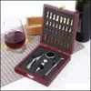 Tin Visit Pourer Openers Home Foil Cutter with Chess Corkscrew Vintage Gift Box Cork Game Wine Opener Tool Set Wooden Board Accessor Dhyhw