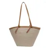 Drawstring Vacation Casual Woven Straw Women's Bag 2024 Fashion Beach Bags Trend Nisch Summer Shoulder