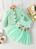 Girl's Dresses Baby Girls Clothes Top and Dress Spring and Winter Outfit Appliqu Princess Dress + Long Sleeve Jacket Baby Set 5-day Shipping d240425