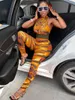 Stylish Lady Leopard gedruckt Sport 2 Stück Set Frauen ärmelloses Ernte Top und dünne Pant -Anzüge 2024 Sommer Sexy Club -Outfits