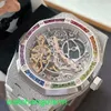 Orologio da polso Crystal AP Royal Oak Series 15466BC Hollow White Gold Gold Gold Gold Originale Rainbow Diamond Unisex Casual Business Sports Meccanico orologio meccanico