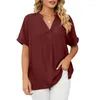 Frauenblusen Frühling Sommertemperament Europa und Amerika Kleidung Fashion lässige Feste Farbe Alleinfang lose Kurzarm Tops Shirt