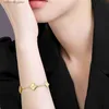 Bracciale di design VancelfE originale di lusso 1to1 per le donne ad alta edizione S925 Sterling Sterling 14K Bracciale a trifoglio dorato bracciale a diamante pieno con logo