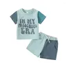 Zestawy odzieżowe maluch chłopięcy dziewczyna przedszkola strój 2T 3T 4T 5T 6T krótkie tulei T-shirt top swobodne spodenki set chłopców letnie ubrania