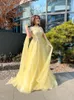 Party Dresses (SALE) Yellow Arabia Luxury Cape Sleeves Belt Beading Fashion Ladies Evening Host Dress Partydress Prom