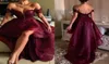 Sexy 2017 Burgundy Lace And Organza High Low Prom Dresses Cheap Off The Shoulder Backless Formal Party Gowns Custom Made China EN22801580