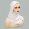 Hijabs Женщины мгновенный шарф хиджаба с жемчугом мусульманский премиум -джерси шарф шарф пленка мягкая тюрбана, атака