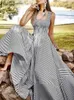 Basic Casual Dresses 2023 Bohemian Holiday Sundress ZANZEA Summer Elegant Maxi Dress Women Chic Striped Robe Longue Beach Party Sleeveless DressL2404