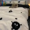 sets INS Style Cute Cartoon Panda Bedding Set Soft Duvet Cover Set Queen Full Size Flat Bed Sheet Kids Quilt Cover Pillowcase Kawaii