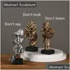 Objets décoratifs Figurines Nordic Creative Silence est Gold Statue Resin Thinker Scpture Figurine Vintage Home Office Decoration Mode OT6FY