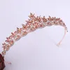 Clips de cheveux Simple Bridal Headress Leaf Crusted Crystal Wedding Small Crown Bands Pageant Prom Tiara Accessoires