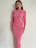 Urban Sexy Dresses Dulzura 2024 Summer Women Long Sleeve Ruched Midi Dress For Women Bodycon Sexy Streetwear Party Club Outfits Evening BirthdayL2404