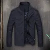 Jackets masculinos Men Coat Zipper Fechamento Fino Casual Empresas ao ar livre Outer roupas de bombardeiro Jaqueta de bombardeiro Stand Stand Stand Manga longa