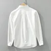 Casual shirts voor heren met lange mouwen witte shirt mannen Spring Street Causale mode katoenen kleding losse reversstreep lapwerk