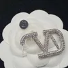 Boucles d'oreilles de créateur V 18k Gold Silver plaqué blanc Crystal Alphabet LETTRE BOUCtes d'oreilles pour femmes Européen Luxurious Boucles d'oreilles bijoux Gift