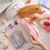 Cartoon Cute Plush Bear Pencil Storage Case Kawaii stor kapacitet Makeup Bag Portable Lipstick Eyebrow Cosmetic Organizer