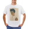 رجال Polos egon Schiele-صورة ذاتية مع قميص مخطط 1910 تي شيرت الملابس الصيفية أنيمي الرجال ر