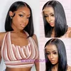 Wigs and hair pieces 12A Front lace wig Womens Center Split Short Straight Hair Cute Wave Head Cover