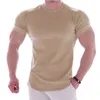 T-shirts masculins Nouveaux hommes T-shirts d'été High Elastic Slim Fit T-shirt Hommes à séchage rapide