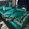 Washed Ice Silk Bed Sheet Skirt White Bedspread Princess Style Large Lace Fourpiece Set 240420