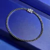 Beaded Wong Rain Hip Hop Rock Solid 925 Sterling Silver Round Sapphire Gemstone Tennis Chain Bracelets Bangle Fine Jewelry Wholesale 240423