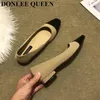 Lässige Schuhe Frauen Flats Ballettmarke gemischte Farbe Loafer Fashion Ballerina Flat Heel Square Zeh flache Mary Jane Zapatilla Mujer