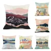 Kudde Abstract Mountain Art Cover Sunset Cactus Desert Home Decorative S Covers för soffa fyrkant