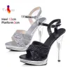 Designer Party Sandals for Lady Fashion Buckle Strap Female Shoes Sequin Stiletto 12CM High Heels Women Summer Sandalias