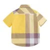 Kids Summer Designer Shirts Boys Fashionable Short Sleeve Cotton Tops Kids Plaid Clothes BH265