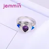 Cluster Rings 925 Sterling Silver Blue Fire Opal Finger RingLuxury Purple Water Drop Gemstone Wedding Engagement For Women