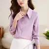 Kvinnors blusar Spring Autumn Business Casual Interior Lapping Ladies Solid Color Clothing Tops Office Lady Shirts Fashion