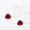 Hoop Earrings Wholesale- 2024 Design Girls Heart With Gold Color Cotton Ball Brincos For Women