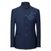 Garnitury męskie plus size 6xl-M Chińskie stojaki Blazery męskie haft mody Zhongshan Blazer Hommes Slim Casual Social Party Second Jacket