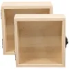 Frame 2 PCS Vintage Rames Shadow Box Display Box Storage Box Wood Collection Box Glass Coin Display Stand