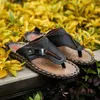 Slippers Handmade Genuine Leather Shoes Cow Men Casual Beach Flip Flops Sneakers Summer Outdoor Footwear Flat Sandals