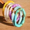 Bracelets de link meetvii resina moderna com contas geométricas de bambu de bambu acrílico para mulheres presentes de jóias de moda