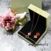 Cleef Fashion Brand Single Flower Agate Gold Clover Halsband Armband Earring Set 4/fyra Designer smycken för kvinnor