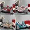 Top Top Slingbacks Femmes Pointed Toe Designer Chaussures Casual High Heels Crystal Decoration Fashion Party Sandales Taille 35-43 Qualité d'origine