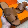 Fashion Paris Luxe Designer Men Slipper Oran Heritage Calfskin Sandals Izmir flip flop Men Large