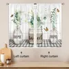 Cortina clássica de xadrez preto quadro de girassol cortinas de cozinha aquarela eucalipto sai acessórios de decoração da casa de fazenda