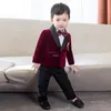 Anzüge Kinder formelle Hochzeitsleistung Abend Kleidung Kinder 1 Jahr Geburtstagskleid Baby Jungen Velvet Blazer Jacke Hosen Foto Anzug Anzug