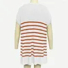 Women's Blouses Viscose Fiber Sweater Color Block V-neck Blouse Stylish T-shirt Collection Striped Splicing Crochet For Summer