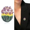 Broscher emalj kaktus blomma brosch växt stift för kvinnor smycken kappa klädklänning lapel stift tillbehör gåvor