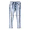 Designer jeans voor heren nieuwe jeans, trendy merk geprinte slanke fit kleine voeten casual elastische jeans modebroek