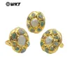 Cluster Rings WT-MPR086 WKT 2024 RETRO AMASONITE и PEARL 18K ЗОЛОТАЯ ЗОЛОТОК